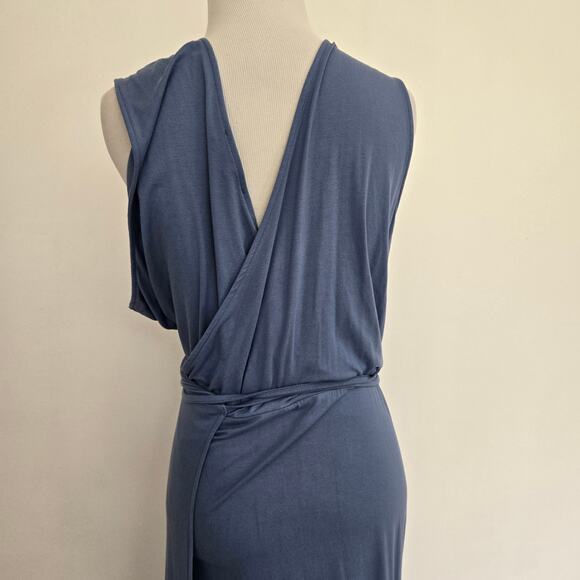 Banana Republic Threadsoft Wrap Midi Dress Blue Summer Vacation Women XXL - Picture 9 of 12
